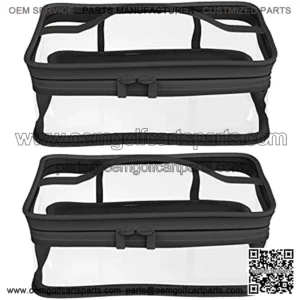 Black Transparent Cosmetic Bag Waterproof Handbag Portable Travel Work Make Up Kit Double Zipper Storage Bag, 2 PCS