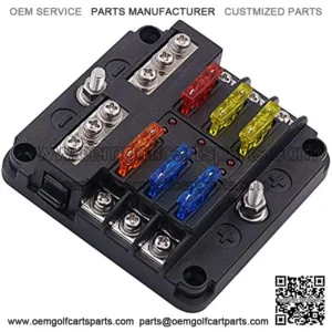 12 Volt Fuse Block, Waterproof Boat Fuse Panel with LED Warning Indicator Damp-Proof Cover - 6 Circuits with Negative Bus Fuse Box for Car Marine RV Truck DC 12-24V, Fuses Included
