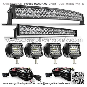 DOT 5D Curved LED Light Bar 52 Inch 300W&32 Inch 180W Light Bar Flood Spot Combo Beam+4X 4 Inch Led Pods Working Light with Wiring Harness Kits for Jeep JK Wrangler ATV UTV Truck-2 Years Warranty