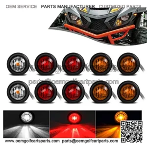 Universal UTV ATV Led Turn Signal Lights Kit Street Legal, 8Pcs Front Rear 3/4" Led Lights & 2Pcs 3/4" Clear White Led Lights interior turn signal indicators / overhead map lights