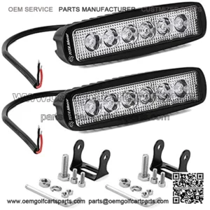 LED Light Bar 2PCS 18W 6 Inch Flood LED Work Light Pods Single Row Off Road Led Light Driving Light Fog Light Boat Light Waterproof SUV ATV 4WD Car Truck Golf Cart 12V 24V