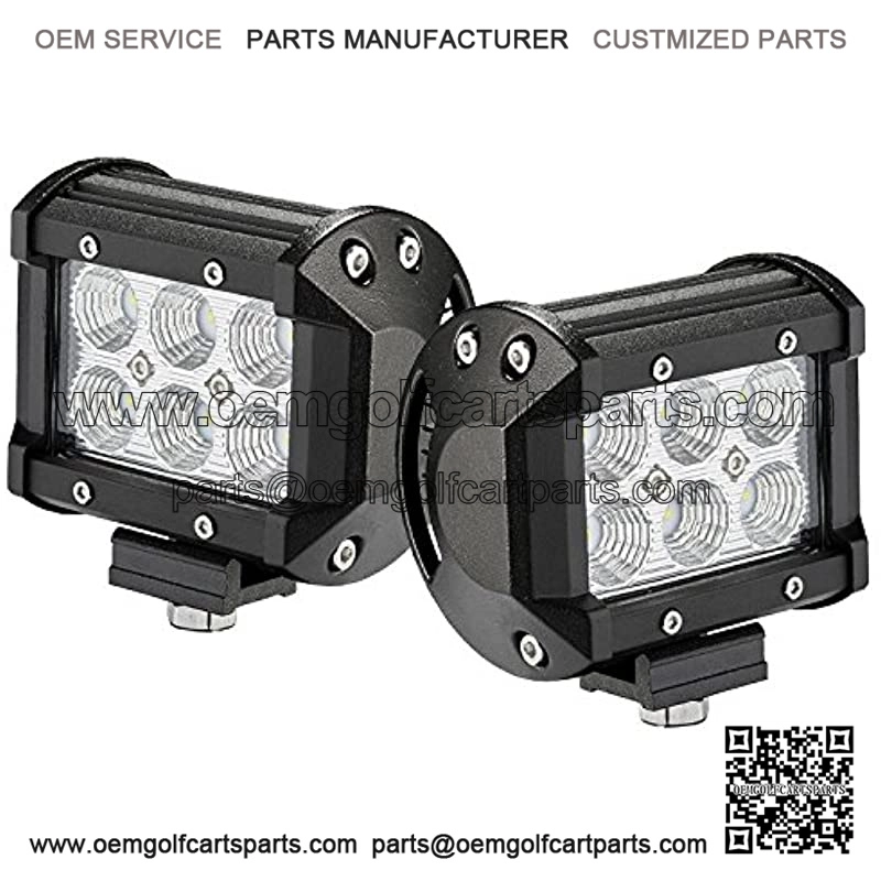 Glaretek LED Light Bar 2PCS 18W Flood Work Lights 12 Volt Led Lights Off Road Fog Backup Light for Trucks 4WD SUV Boat ATV