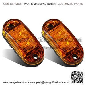 2x Oval 2.5" Trailer Truck Amber Led Side Marker Lights Lamps 2 Diodes Surface Mount, Boat Marine LED Courtesy Lights, 2.5 Inch Trailer led clearance and side marker lights