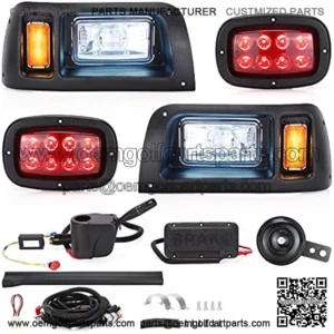 Golf Cart LED Light Kit(12V-48V) for Club Car DS with Daytime Running Light Low-beam/High-beam for Club Car DS G&E All Models With LED Head Light, Tail Lights, Turn Signals, Brake Lights