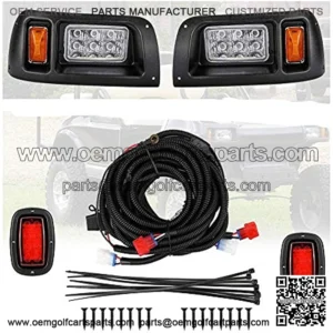 Kemimoto DS Light Kit Compatible with Club Car DS, Street legal light kit, LED Headlight Kit & Tail Light Kit for Gas & Electric Compatible with Club Car DS golf carts (1993 & Newer Models) 12V
