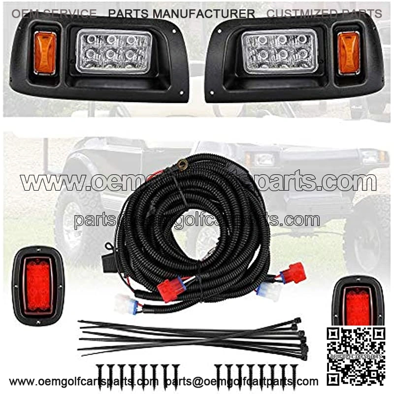 Kemimoto DS Light Kit Compatible with Club Car DS, Street legal light kit, LED Headlight Kit & Tail Light Kit for Gas & Electric Compatible with Club Car DS golf carts (1993 & Newer Models) 12V