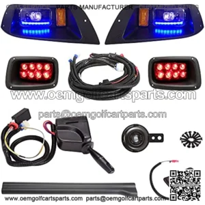 Golf Cart Deluxe LED Headlight Taillight Light Kit for EZGO TXT, RGB Daytime Running Light Low High Beam Turn Signal Brake Pad Hazard Light Function