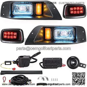 Golf Cart Ezgo TXT Led Light Kit With Daytime Running High/Low Beam Light for 1995-2013 (12V-48V) TXT Golf Cart, EZ-GO Light Kit Headlight and Taillight with Turn Signals Light Brake Light