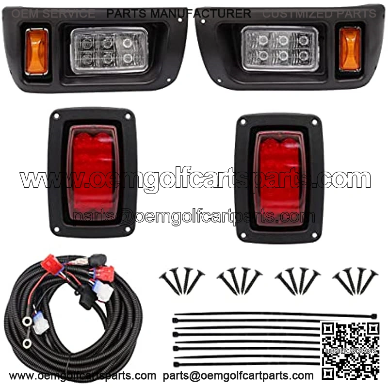 Club Car LED Light Kit 12 Volt Headlight and Tail Light Assembly for 1993-Up Club Car DS Golf Cart OEM 101988001 101988002