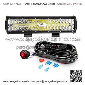 12Inch 300W Triple Row Led Light Bar Spot Flood Combo Driving Lighting Off Road Lights Led Lamp Working Light with 16AWG Wiring Harness for Truck Golf Cart SUV ATV UTV Boat