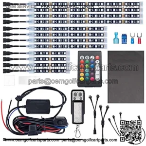 12pcs Underglow RGB LED Strip Light Kit DC 12V with 2 Red Blinking Brake Light Styles for Motorcycles Trikes Golf Carts ATVs UTVs ?C M12r