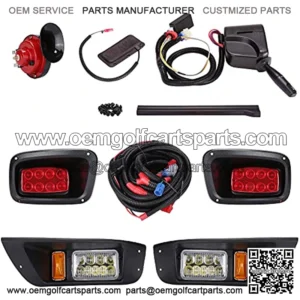 Golf Cart LED Headlights and Tail Light Kits for EZGO TXT 1996-2013 Gas & Electric Carts, 12V Street Legal Lights Kit With Turn Signal Wiring Harness