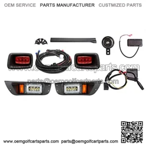 Golf Cart LED Headlights & Tail Light for EZGO TXT Carts (12V-48V) with Turn Signals Kits, Low/High Beam, Horn, Brake Pad, Daytime Running Lamp - 2 Version