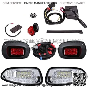 Golf Cart LED Headlights and Tail Light Kits for EZGO RXV 08-15 Gas & Electric Carts, 12V Street Legal Lights Kit With Turn Signal Wiring Harne(NOT Fit 2016+ RXV II )
