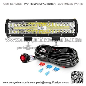 12Inch 300W Triple Row Led Light Bar Spot Flood Combo Driving Lighting Off Road Lights Led Lamp Working Light with 16AWG Wiring Harness for Truck Golf Cart SUV ATV UTV Boat, 2 Years Warranty