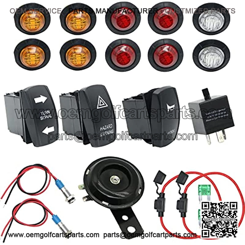Turn Signal Kit,Universal UTV ATV SXS Turn Signal Horn Kit Street Legal Kit Rocker Switch with Lights Relay