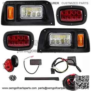 Golf Cart Light Kit for Club Car DS (12V)All Models with LED Head Light, Tail Lights, Turn Signals, Brake Lights Emergency Flasher and Horn