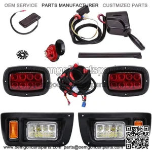 Golf Cart LED Headlights and Tail Light Kits for Club Car DS Gas & Electric Carts, 12V Street Legal Lights Kit With Turn Signal Wiring Harness