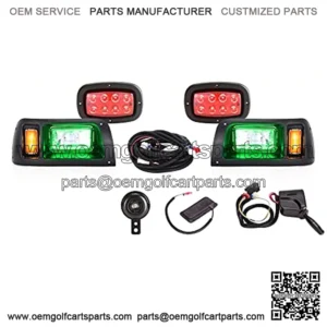 Golf Cart Deluxe LED Headlight &Tail light Kit for Club CAR DS, RGB Music Daytime Light, High/Low Beam Turn Signal Light Hazard Brake Light and Horn, 16V-80V Wide Voltage Input