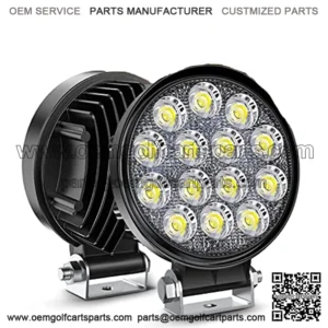 LED Pods 2Pcs 4.5Inch 42W 4200LM Round Flood Light Off Road Lights Fog Lights Driving Roof LED Light Bar Work Light for ATV UTV SUV Truck Boat (15017C-B) , White