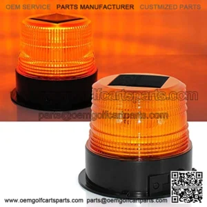 Solar LED Beacon Light 12/24V Rechargeable Waterproof Amber Warning Lights, with Magnetic Base, Rechargeable Rotating Strobe Lights for Vehicle Forklift Truck Tractor Golf Carts UTV Car Bus
