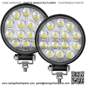 Led Round Light Bar 2PCS 4.5" 140w 14000LM Flood Light Pod Off Road Fog Driving Roof Bar Bumper for Jeep,SUV Truck, Hunters