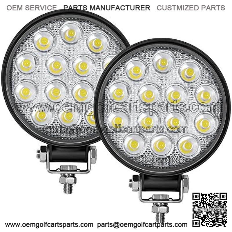 Led Round Light Bar 2PCS 4.5" 140w 14000LM Flood Light Pod Off Road Fog Driving Roof Bar Bumper for Jeep,SUV Truck, Hunters
