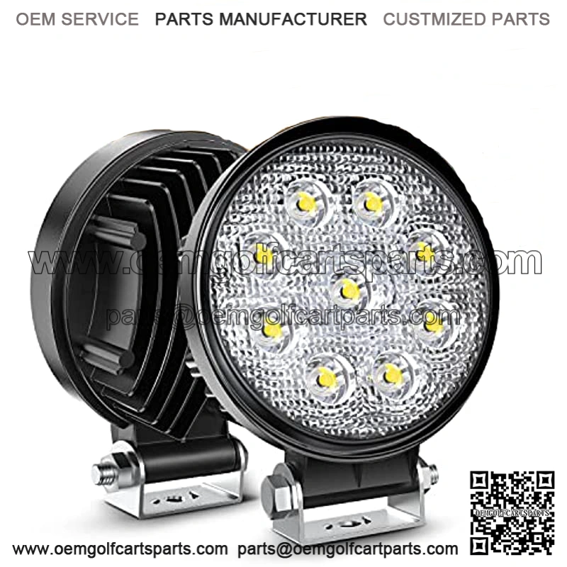 15016F-B Led 2PCS 4.5" 27w 3000LM Round Flood Light Pod Off Road Fog Driving Roof Bar Bumper for Jeep,SUV Truck, Hunters