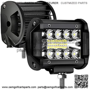 4 Inch LED Pod Lights, Spot Flood Driving Light 120W 12800 Lumens Off Road Lights Combo, Super Bright IP68 Waterproof Pod Light Bar Work Light for Jeep Truck ATV UTV Golf Cart Boat, Pack of 2