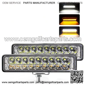 6 Inch LED Light Bar Slim Pods White with Amber Turn Signal DRL Spot Small Fog Driving Rear Reverse Work Light Mount for Truck Jeep Off-road ATV UTV Golf Cart Car Trailer Exterior (2 Pack)