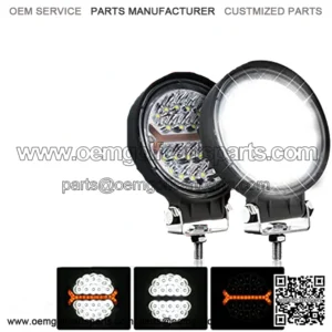 LED Light Pods Bar 4 Inch 30000LM 60W Round Spot Flood Amber White Driving Offroad Fog Work Backup Bumper for Truck Jeep ATV UTV SUV Tractor Motorcycle 4x4 Cart Trailer Boat Waterproof 2PCS