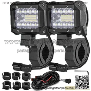 4INCH 60W 3-Row Offroad Led Work Light Bar Driving Wiring Harness Switch KIT/COMBO, Spot/Flood/Combo Lightbar Waterproof 12V 24V with Mounting Bracket 1"/1.5"/1.75"/2" For 4x4 ATV UTV
