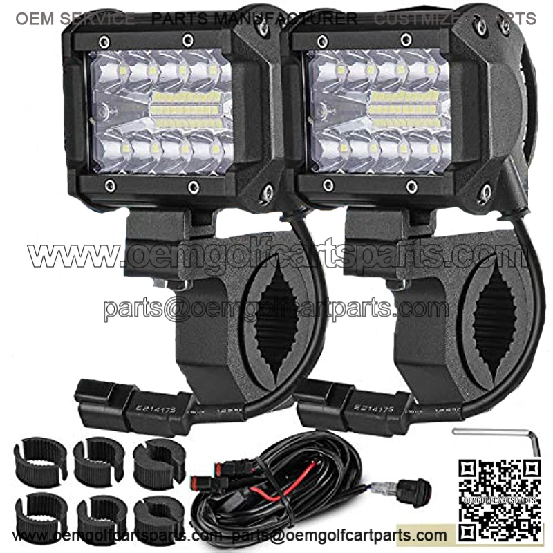4INCH 60W 3-Row Offroad Led Work Light Bar Driving Wiring Harness Switch KIT/COMBO, Spot/Flood/Combo Lightbar Waterproof 12V 24V with Mounting Bracket 1"/1.5"/1.75"/2" For 4x4 ATV UTV