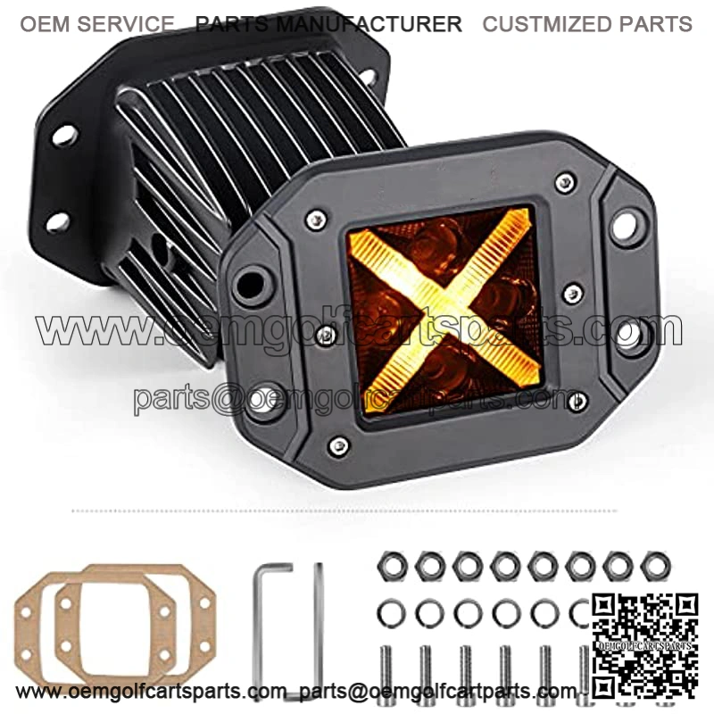 Auto Buero Flush Mount LED Pods with Amber Daytime Running Light, 2Pcs 5 Inch 20W Spot Light LED Work Light Bars Compatible with Reverse Fog Light for Off Road Golf Cart Trucks Tractor Boat