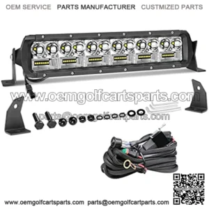 12" LED Light Bar with Wiring Harness, 162W Dual Row Off Road Light Bar Kit Spot Flood Combo Beam Super Bright Driving Light Bar for ATV UTV RZR Ranger Can-am Bumper