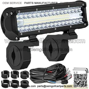12 Inch LED Light Bar, Triple Row Spot/Flood/Combo Work Driving Fog Lights with Wiring Harness Switch, Off Road Lighting Mount Bracket Clamp Holder 1"/1.5"/1.75"/2" for Truck Jeep 4x4 ATV UTV