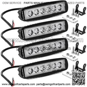 LED Light Bar 4PCS 18W 6 Inch Flood LED Work Light Pods Single Row Off Road Led Light Driving Light Fog Light Boat Light Waterproof SUV ATV 4WD Car Truck Golf Cart 12V 24V