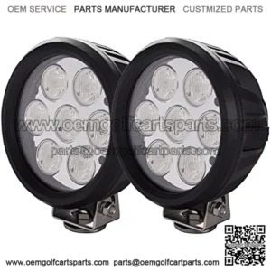 6 Inch Round 70W 6000K Nature White Super Bright 30?? Flood Beam LED Off Road Auxiliary Light for Low Speed Driving, IP69 Waterproof Rating, 2 Pieces