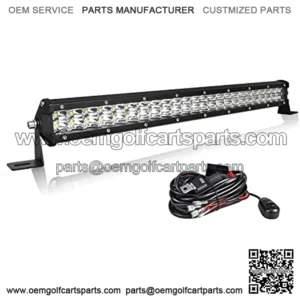 20 inch 144W 8400LM Dual Row Slim LED Light Bar Spot Beam LED Golf Cart Work Light Bar IP67 Waterproof Fog Light bar + Wiring Harness for RZR Boat ATV UTV Trucks SUV Tractor,DC 12V 24V