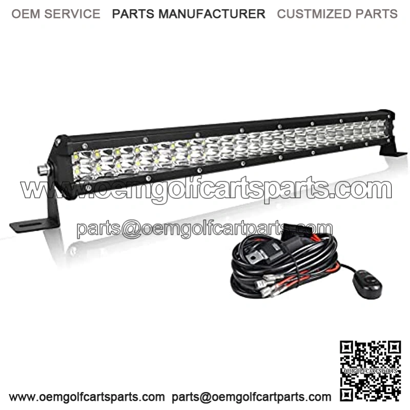 20 inch 144W 8400LM Dual Row Slim LED Light Bar Spot Beam LED Golf Cart Work Light Bar IP67 Waterproof Fog Light bar + Wiring Harness for RZR Boat ATV UTV Trucks SUV Tractor,DC 12V 24V
