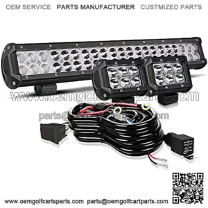 20 in LED Light Bar W/2pcs Spot Pods Cubes Switch Harness for Tractor Boat Utv Golf Cart Ford Polaris RZR Ranger Honda ATV Gmc Yukon Pickup Tacoma Am Commander 4Wheeler Yamaha Suburban