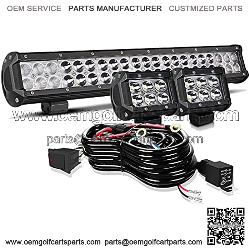 20 in LED Light Bar W/2pcs Spot Pods Cubes Switch Harness for Tractor Boat Utv Golf Cart Ford Polaris RZR Ranger Honda ATV Gmc Yukon Pickup Tacoma Am Commander 4Wheeler Yamaha Suburban
