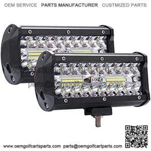 2PCS 7 Inch 120W Triple Row Flood Spot Combo Led Light Bar LED Pods Driving Boat Lights Led Off Road Trucks Lights, 2 Years