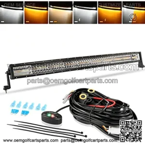 42 Inch LED Light Bar, 240W Curved Amber White Strobe Lights, 6 Modes Spot Flood Combo Beam Fog Driving Light for Car Jeep Off Road SUV UTV with 10FT Wiring Harness