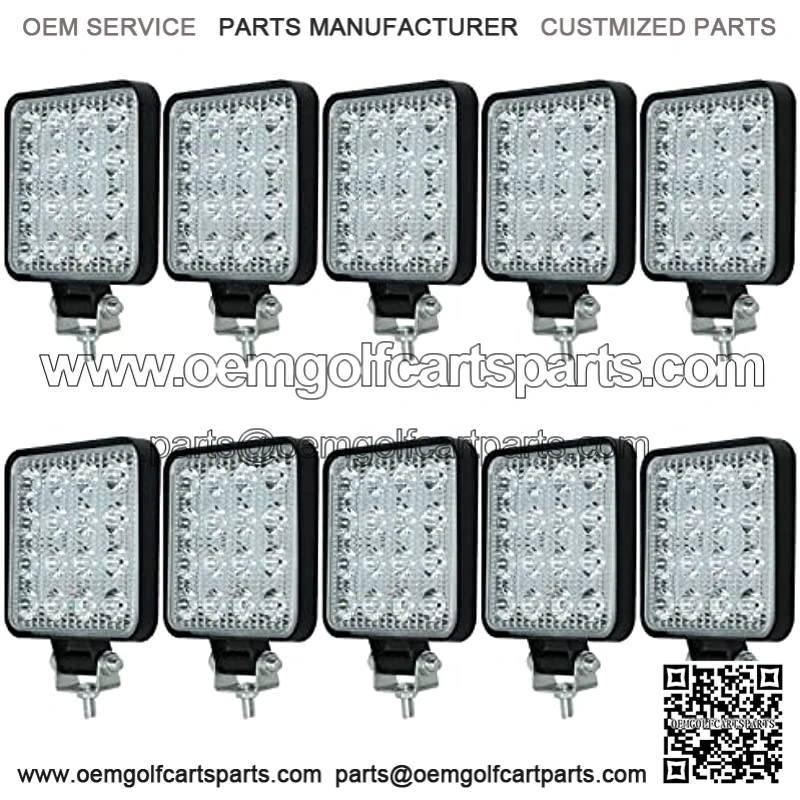12v Led Flood Tractor Work Reserve Lights, 48W Backup Driving Lights for Tow Trucks, Tractor, Trailer Cargo, Skid Steer, Forklift, Kayak (10PCS Square)????