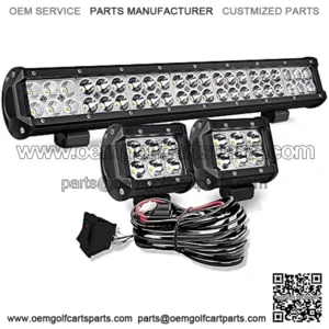 20 Inch LED Light Bar 126W Spot Flood Combo LED Bar 2PCS 4Inch Spot Pods Cubes with Rocker Switch Wiring Harness