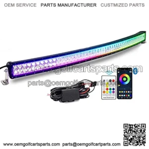 Bluetooth 52inch 300w Curved Led Light Bar with Chasing RGB Halo Ring, Multicolor Changing w/Wireless Spot Flood Combo Beam Free Wiring Harness for Off Road Truck Cars UTV ATV RZR