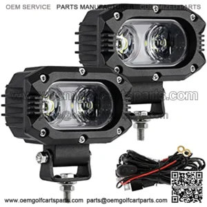 4 Inch LED Light Pods 60W Broad Flood White LED Offroad Driving Light Fog Light 12D Corrugated Lens Led Lamp with Off Road Wiring Harness for Wrangler Truck Pickup SUV ATV UTV (2 Pcs)