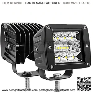 2PCS 3Inch 42W LED Cubes Upgraded Spot Flood Combo Beam Square LED Pod Light Driving Fog Light for Offroad Pickup Trucks Jeep ATV UTV SUV (14025C-B)