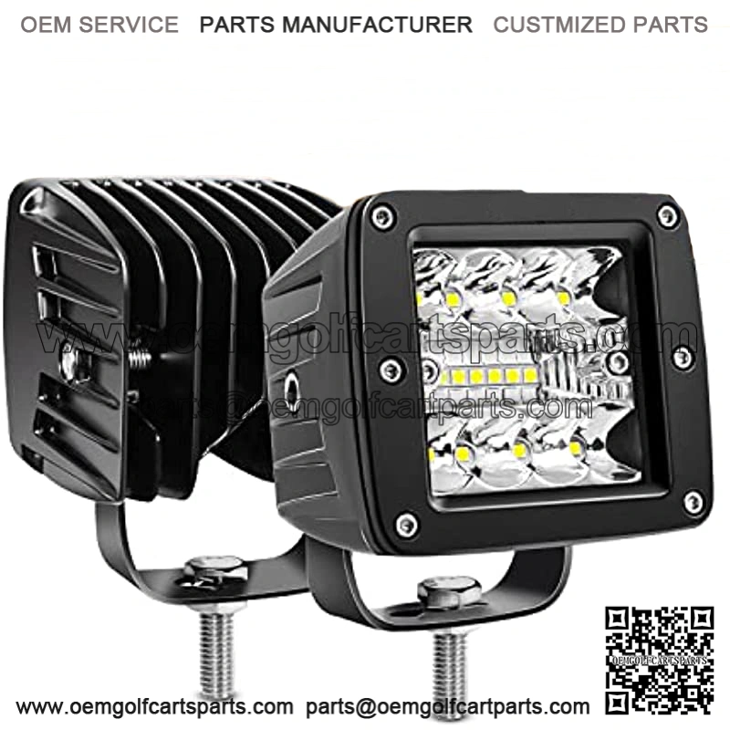 2PCS 3Inch 42W LED Cubes Upgraded Spot Flood Combo Beam Square LED Pod Light Driving Fog Light for Offroad Pickup Trucks Jeep ATV UTV SUV (14025C-B)